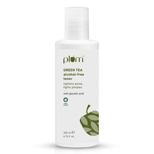 Plum Green Tea Face Toner 200ml | With Glycolic Acid | Alcohol-Free | Fights Pimples, Tightens Pores & Controls Oil | Gently Exfoliates Dead Skin Cells | For Oily & Acne-Prone Skin | Women & Men | Vegan