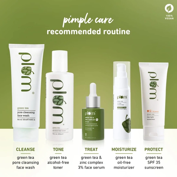 Plum Green Tea & Zinc Complex 3% Serum 30ml | Fights Pimples & Controls Oil | With Acnacidol� BG & Natural AHAs | Tightens Pores & Gently Exfoliates