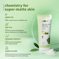 Plum Green Tea & Zinc Super-Matte Gel Sunscreen SPF 50 PA++++ 50g | Oil-Free, Non-Sticky, No White Cast | For Oily, Combination & Acne-Prone Skin | Vegan & Lightweight
