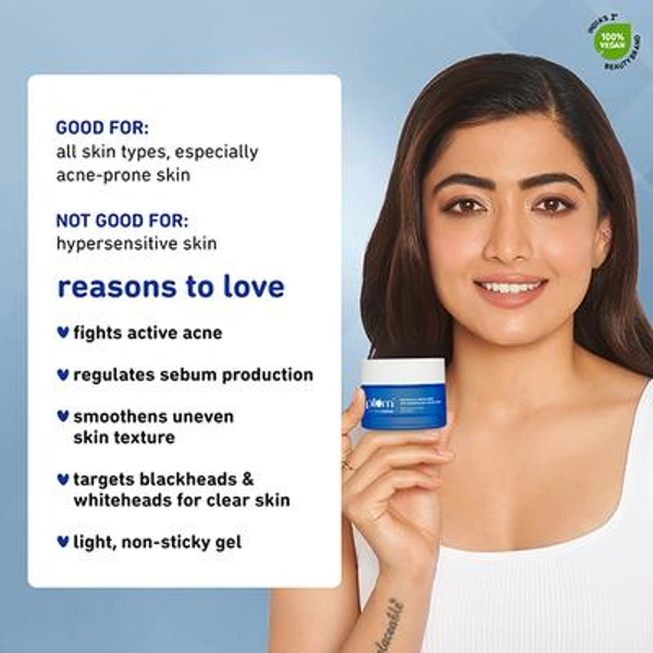 Plum Salicylic & Lactic Acid Gel Face Moisturizer 50gm | Skin-Smoothing Lightweight Gel | Oil-Free Hydration | Fights Active Acne, Clears Pores & Improves Skin Texture