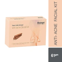 Raaga Professional Stem Cells Infused Anti Acne 6 Step Facial Kit 61g | with Green Grapes, Chilli Pepper Stem Cells & Cinnamon | Boos Skin Metabolism | Gives Long-Lasting Skin Protection | for All Skin Types