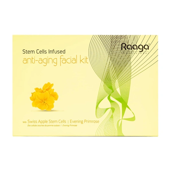 Raaga Professional Stem Cells Infused Anti Aging 6 Step Facial Kit - 61g | with Swiss Apple Stem Cells & Evening Primrose | Wrinkle reduction | Mature skin care | Gives Youthful glow