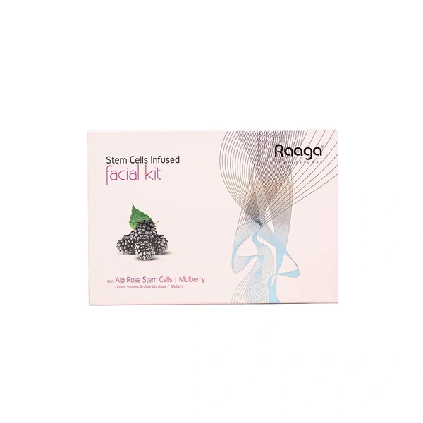 Raaga Professional Stem Cells Infused Mulerry 6 Step Facial Kit - 61g | With Mulberry and Alp Rose Stem Cells | Reduces Dark Spots | Rejuvenating facial | Anti-Aging Facial Kit | Deep Hydrating | for All Skin Types