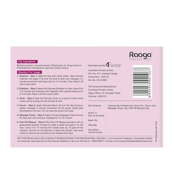 Raaga Professional Stem Cells Infused Mulerry 6 Step Facial Kit - 61g | With Mulberry and Alp Rose Stem Cells | Reduces Dark Spots | Rejuvenating facial | Anti-Aging Facial Kit | Deep Hydrating | for All Skin Types