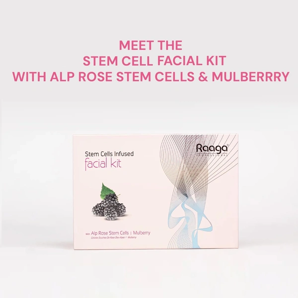 Raaga Professional Stem Cells Infused Mulerry 6 Step Facial Kit - 61g | With Mulberry and Alp Rose Stem Cells | Reduces Dark Spots | Rejuvenating facial | Anti-Aging Facial Kit | Deep Hydrating | for All Skin Types