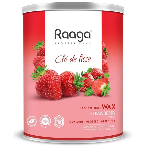 Raaga Professional Strawberry Liposoluble Wax 800ml | Hair Removal Wax for All Skin Types | Smooth & Gentle Body Wax | Salon Quality with Long-Lasting Results