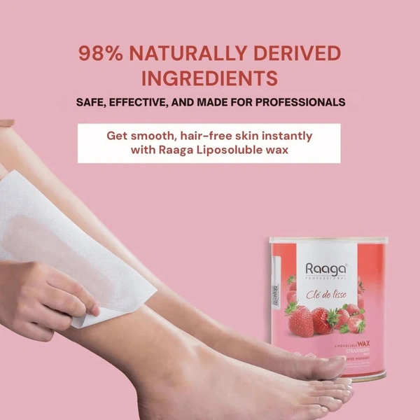 Raaga Professional Strawberry Liposoluble Wax 800ml | Hair Removal Wax for All Skin Types | Smooth & Gentle Body Wax | Salon Quality with Long-Lasting Results