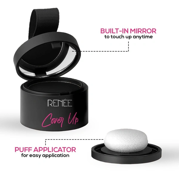 Renee RENEE Cover-Up Hair Powder ( Black ) 4g | Helps Cover Grey Roots & Patches | Highly Pigmented | Matte Finish | Invisible Flawless Finish | Instant Coverage | Long-Lasting