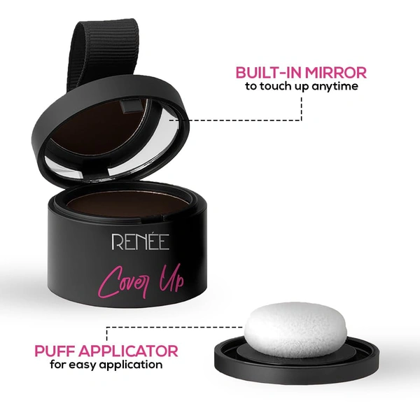 Renee RENEE Cover-Up Hair Powder ( Brown ) 4g | Helps Cover Grey Roots & Patches | Highly Pigmented | Matte Finish | Invisible Flawless Finish | Instant Coverage | Long-Lasting