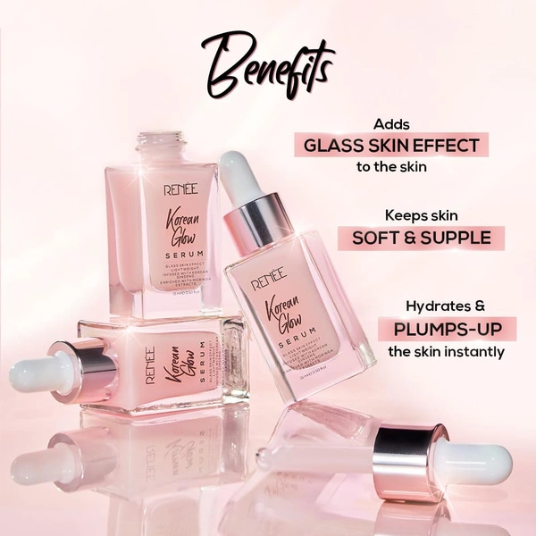 Renee Korean Glow Serum 15ml | Glass Skin Effect | Lightweight | Enriched with Moringa Extracts | Non Greasy, Hydrates |  Moisturizing Serum for Even Skin Tone | Youthful glow | Glowing Complexion & Skin Repair |