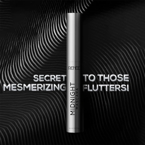 Renee Midnight Mascara  8ml | Volumizing & Lengthening Mascara | Intense Black Lash Definition | Bold, Long-Lasting Lashes | Smudge-Proof Mascara | Darkest Black | Clump-Free | Infused with Vitamin E | Suitable for All Eye Shapes |