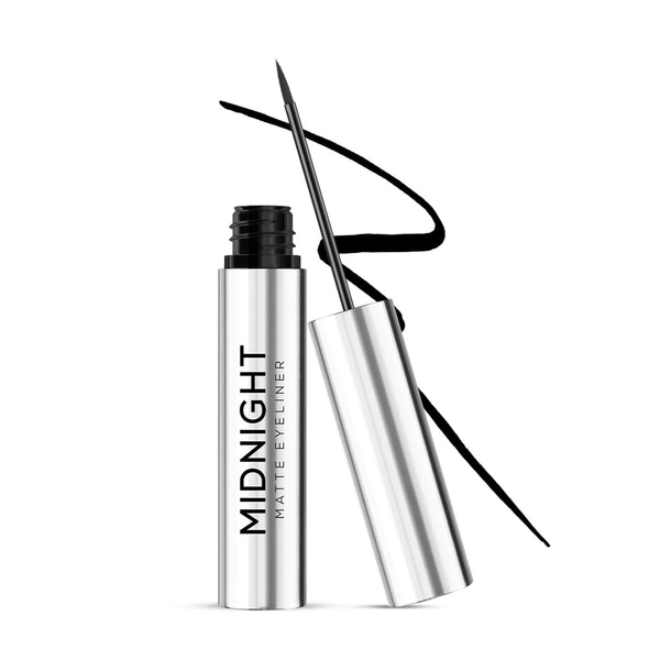 Renee Midnight Matte Eyeliner 2.5ml | Darkest Black | Smudge-Proof & Waterproof | Long Lasting | Smooth & One-Swipe-Application | Intense Black Pigment | Enriched with Chamomile, Aloe Vera & Vitamin E
