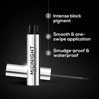 Renee Midnight Matte Eyeliner 2.5ml | Darkest Black | Smudge-Proof & Waterproof | Long Lasting | Smooth & One-Swipe-Application | Intense Black Pigment | Enriched with Chamomile, Aloe Vera & Vitamin E