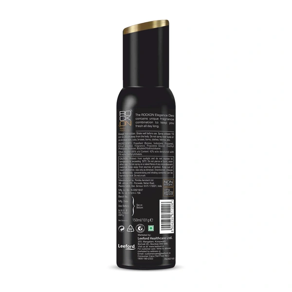 Rock On Elegance Body Spray 150ml | Unisex Long-Lasting Fragrance Deodorant | Refreshing & Energizing Body Spray for Men & Women | Daily Odor Control