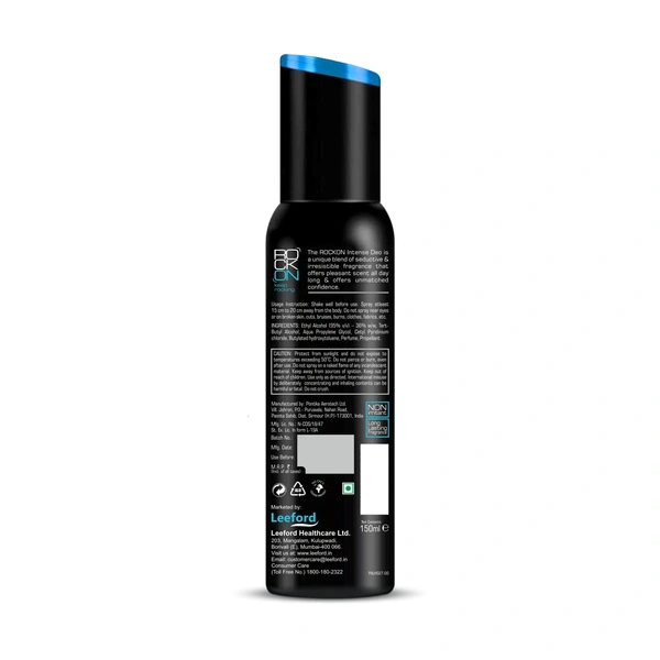 Rock On Intense Body Spray 150ml | Unisex Long-Lasting Fragrance Deodorant | Refreshing & Energizing Body Spray for Men & Women | Daily Odor Control