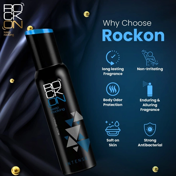 Rock On Intense Body Spray 150ml | Unisex Long-Lasting Fragrance Deodorant | Refreshing & Energizing Body Spray for Men & Women | Daily Odor Control