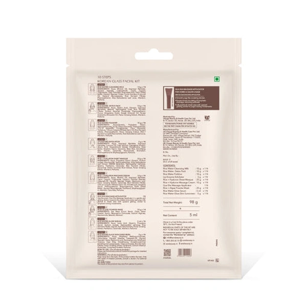 Sara Beuty Korean Glass Glow Facial Kit with Rice Extract & Ceramides | 10 Step Salon Facial Kit for Brightening, Hydration & Smooth Radiant Skin
