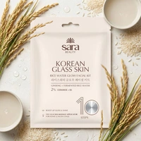 Sara Beuty Korean Glass Glow Facial Kit with Rice Extract & Ceramides | 10 Step Salon Facial Kit for Brightening, Hydration & Smooth Radiant Skin