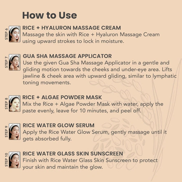 Sara Beuty Korean Glass Glow Facial Kit with Rice Extract & Ceramides | 10 Step Salon Facial Kit for Brightening, Hydration & Smooth Radiant Skin