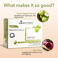 Sara Green Apple 4-Step Fruit Facial Kit | for Brightening & Hydrating Skin | All in 1 ( Cleansing + Scrub + Cream + Mask ) | | Suitable For All Skin Type | 200g