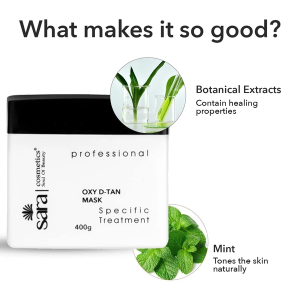 Sara SARA Professional Oxy D-TAN Mask | Oxygen-Infused Tan Removal Cream | Skin Brightening Treatment | With Natural Ingredients | 400g