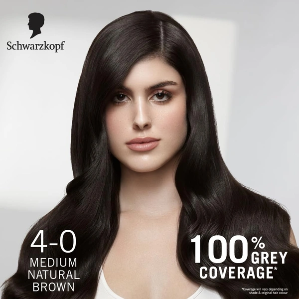 Schwarzkopf Colour Specialist Permanent  Hair Colour 100ml| 4.0 Medium Natural Brown Colour  with Omegaplex + Hyaluronic Acid | Anti-Breakage Tech | 100% Grey Coverage