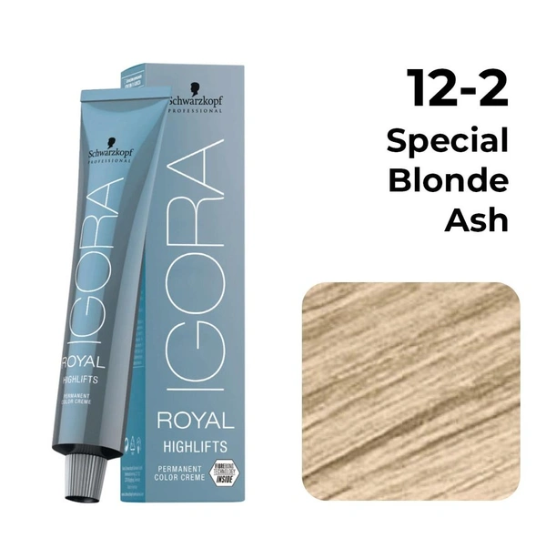 Schwarzkopf Igora Royal Highlifts 12-19 Special Blonde Cendr� Violet Permanent Hair Color Tube 60ml for Cool Blonde Shades| High Lift Formula with Bond Protection