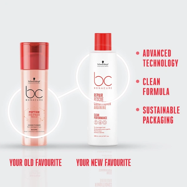 Schwarzkopf Professional Bonacure Repair Rescue Conditioner with Arginine | for Healthy, Strong Hair | Repair & Strengthen Damaged Hair | Reduce Hair Breakage | leaving hair soft and manageable | 200ml