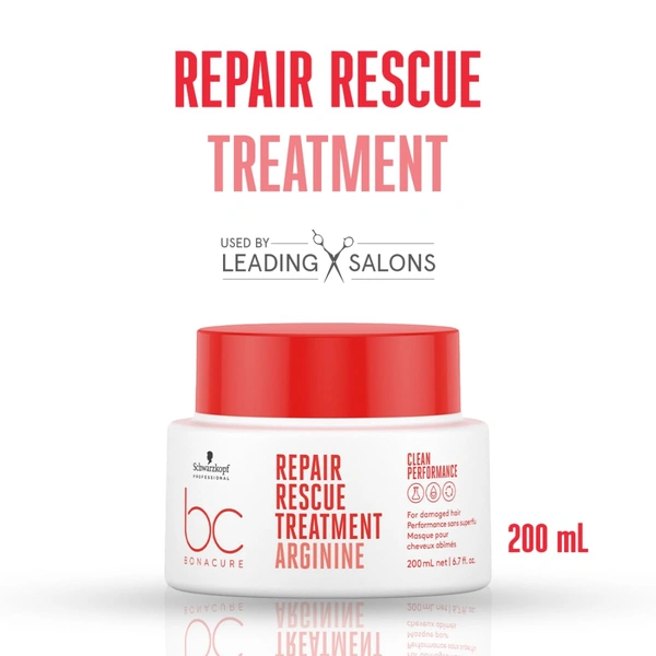 Schwarzkopf Professional Bonacure Repair Rescue Treatment with Arginine | for Stronger, Healthier Hair | Repair Damaged Hair | Soft & Manageable | 200ml