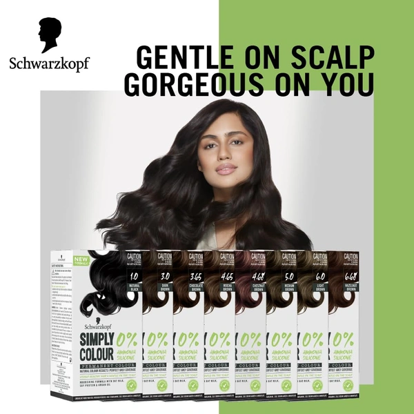 Schwarzkopf Simply Colour Chestnut Brown 4.68 Hair Colour 142.5ml | 100% Grey Coverage | Ammonia & Silicone Free | With Soy Protein, Argan Oil & Oat Milk | Gentle Formula