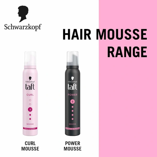 Schwarzkopf Taft Curl Hold 3 Hair Mousse | Medium Hold & Bounce | Frizz Control & Curl Definition | Lightweight & Non-Sticky | Silicone-Free | For Curly & Wavy Hair