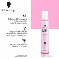 Schwarzkopf Taft Curl Hold 3 Hair Mousse | Medium Hold & Bounce | Frizz Control & Curl Definition | Lightweight & Non-Sticky | Silicone-Free | For Curly & Wavy Hair