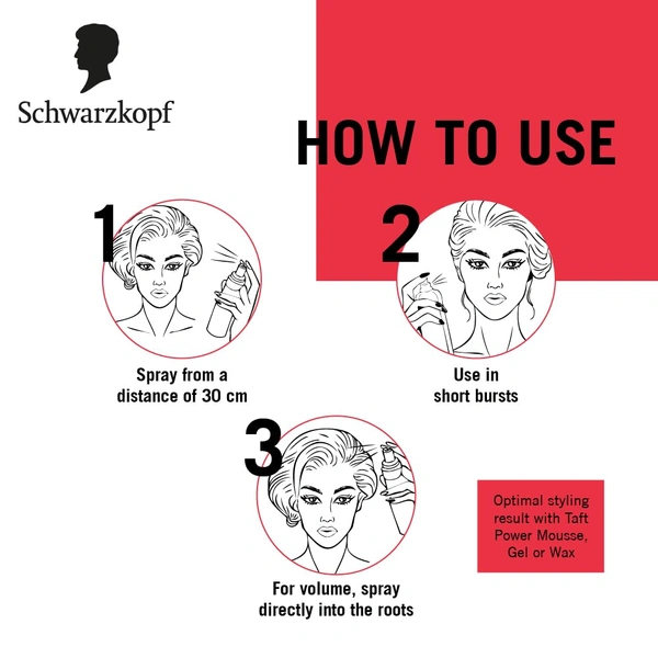 Schwarzkopf TAFT Shine Hair Spray 250ml | Diamond Luminizer Formula for Shiny | Frizz-Free Hair, Strong Hold 4 | Lasts 24+ Hours, Protects from Wind & Humidity