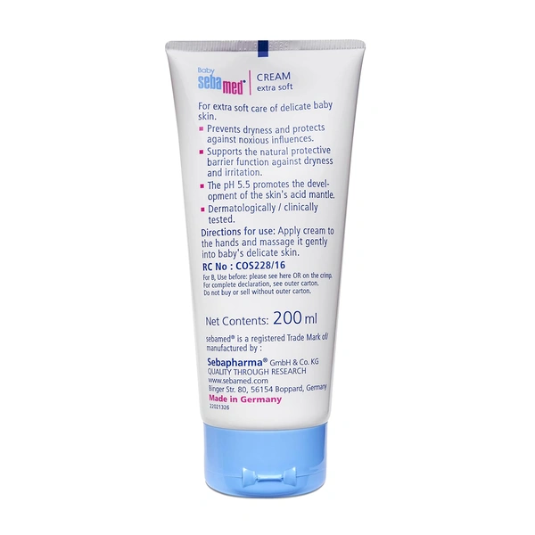 Sebamed Baby Cream Extra Soft 200ml,  pH 5.5 | Extra Moisturizing & Protective Cream for Baby�s Delicate Skin | Dermatologically Tested & Hypoallergenic