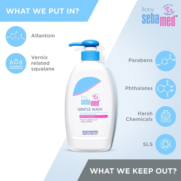 Sebamed Baby Gentle Wash 400ml, pH 5.5 | Soap-Free & Tear-Free Body Wash | Gentle on Baby's Skin | Dermatologically Tested | Ideal for Sensitive Skin