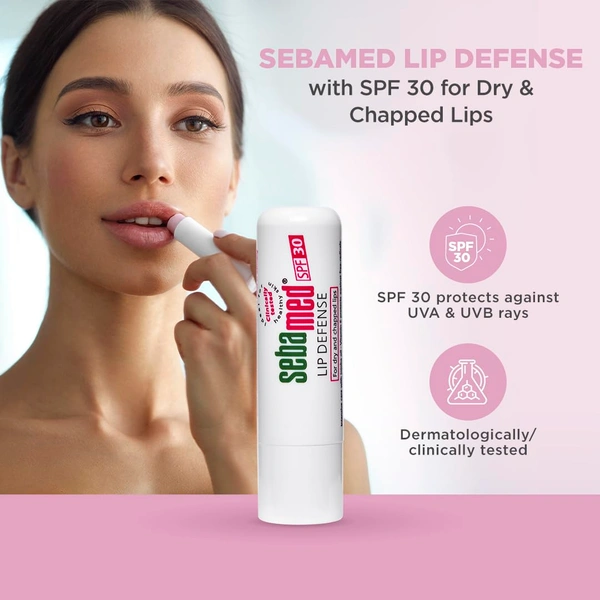 Seba Med SebaMed Lip Defense Lip Balm SPF 30 with Vitamin E 4.8g| Heals & Protects Dry, Chapped Lips | With Jojoba Oil & Chamomile | Unisex | Clinically Tested