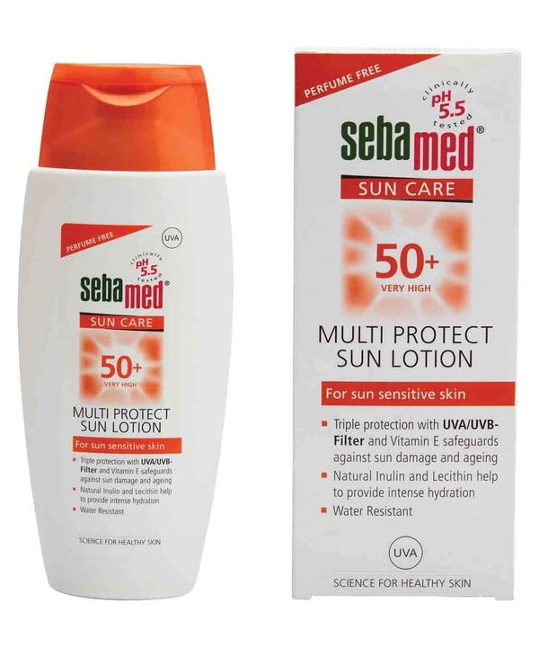 Sebamed Sunscreen Multi Protect Sun Care Lotion, 150ml | SPF 50 Broad-Spectrum Protection Against UVA & UVB Rays | Hydrates, Moisturizes, & Prevents Skin Aging