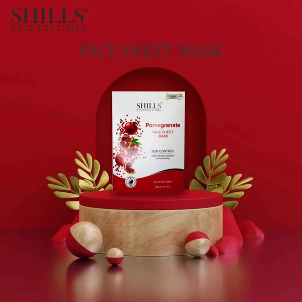 Shills Professional Face Sheet Mask Set with Pomegranate | Anti-Aging, Firming & Wrinkle Care | Deep Hydration & Glow Boost | Suitable for All Skin Types