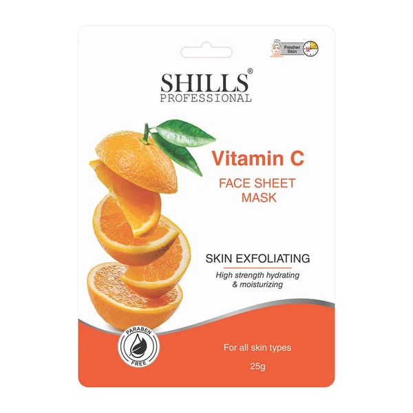 Shills Professional Face Sheet Mask Set with Vitamin-C | Refreshes & Brightens Dull Skin | Boosts Glow & Energy | Hydrating & Revitalizing | For All Skin Types