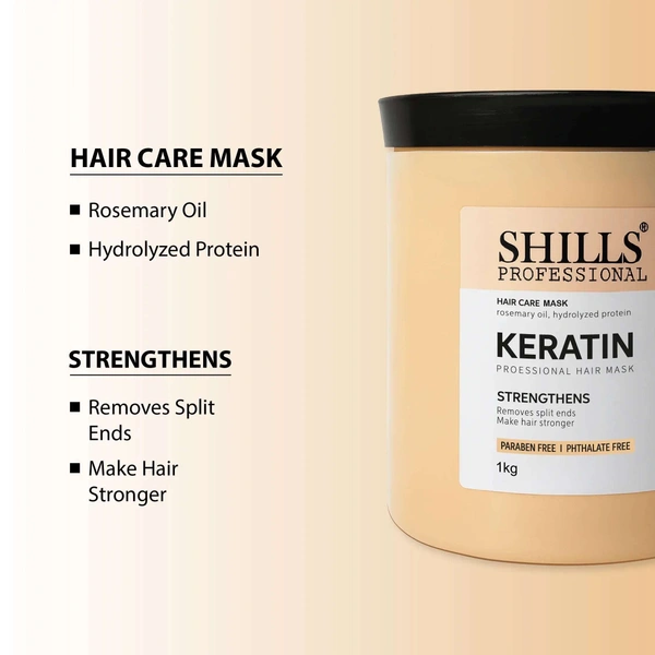 Shills Professional Keratin Hair Mask 500gm for Strengthens | Deep Conditioning for Frizz Control, Smooth & Silky Hair | Keratin Infused Hair Spa Treatment for Dry & Damaged Hair