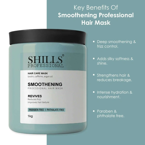 Shills Professional Smoothening Hair Mask 500gm | Deep Conditioning for Frizz Control, Smooth & Silky Hair | Keratin Infused Hair Spa Treatment for Dry & Damaged Hair