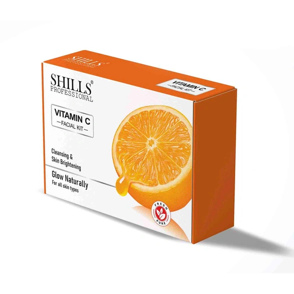 Shills Professional SHILLS PROFESSIONAL Vitamin C Facial Kit | Complete Facial Care for Cleansing & Skin Brightening | Vitamin C Glow Facial for All Skin Types | Instant Radiance & Hydration at Home