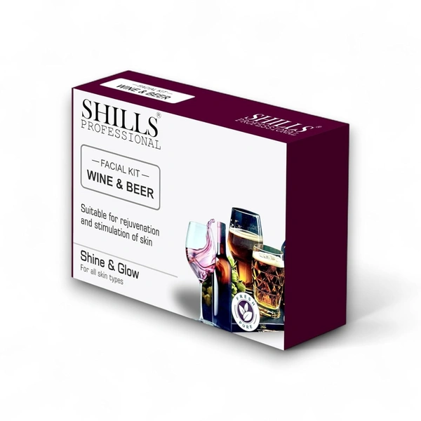 Shills Professional SHILLS Professional Wine Beer Facial Kit 800gm | Salon-Style Glow at Home | Brightening, Hydration, Anti-Aging & Skin Rejuvenation | For All Skin Types | 17 Variants