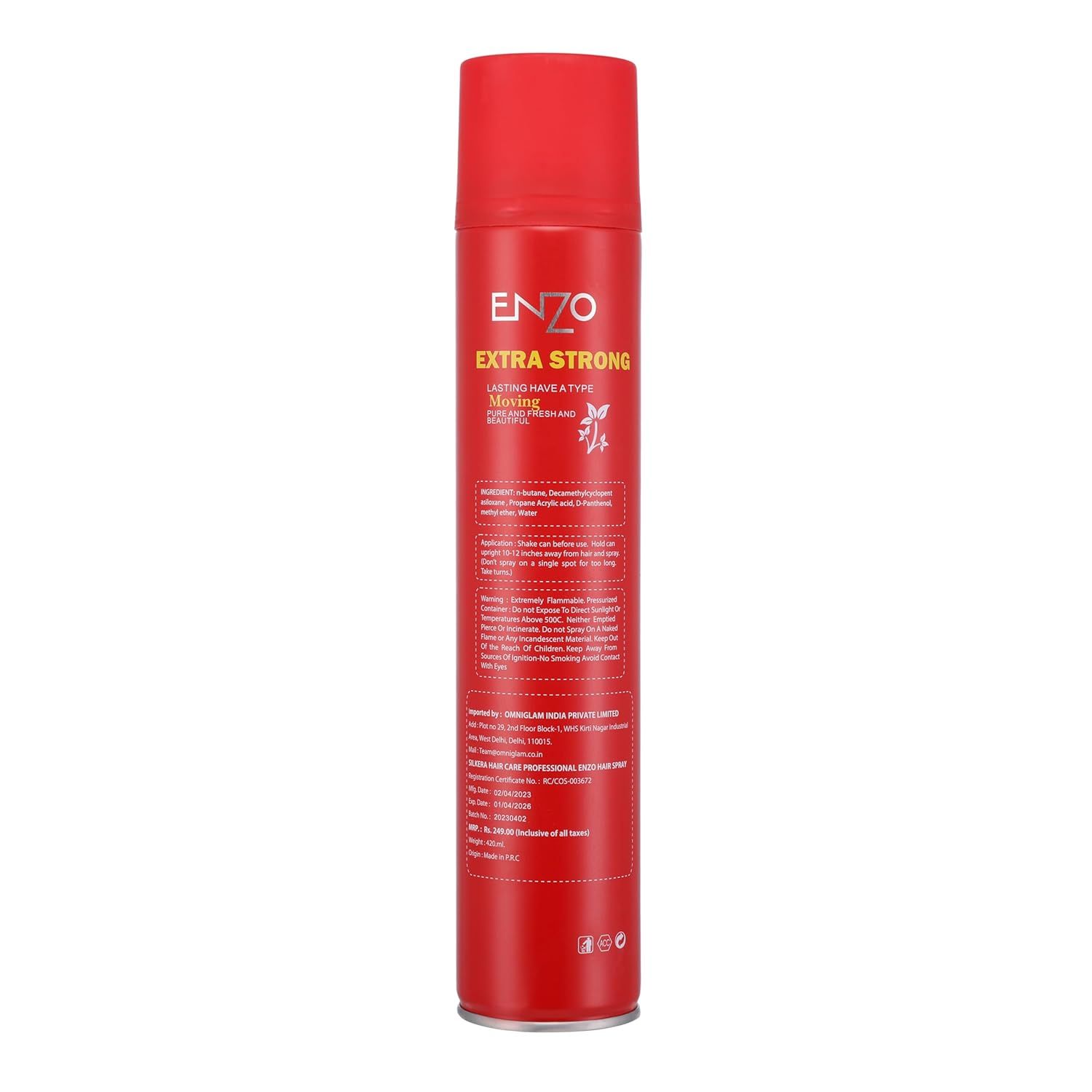 Silkera Enzo Hair Spray 420ml Red | Keratin Enhanced Long-Lasting