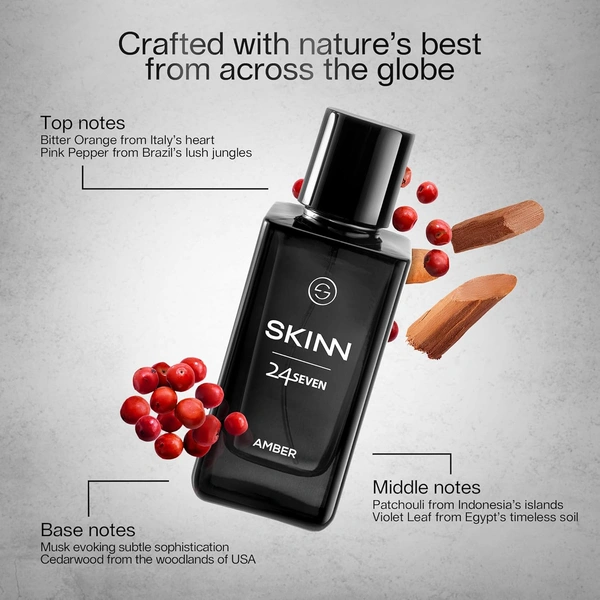 Skinn Titan Skinn 24Seven Amber Eau De Parfum for Men 100ml |  Long-Lasting | Warm & Woody Fragrance | Premium Perfume | Perfect for Everyday & Special Occasions