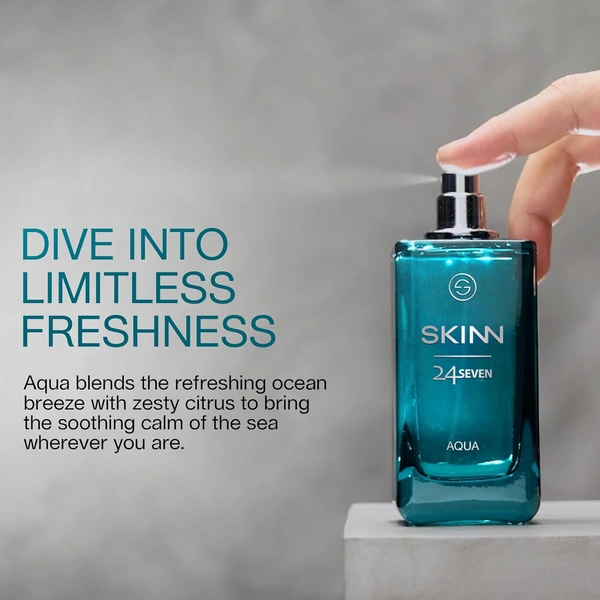 Skinn Titan Skinn 24Seven Aqua Eau De Parfum for Men 100ml |  Refreshing & Long-Lasting Scent | Aquatic & Citrus Notes | Perfect for Daily Wear | Premium Fragrance for Men