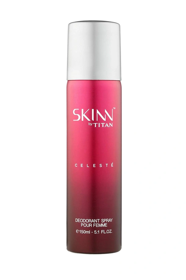 Skinn by Titan Deo Spray Celeste-Sandalwood Scent for Women 150ml | Long-Lasting Freshness |Calming Earthy Scent | Alcohol-Free | Gentle on Skin | Perfect for Daily Use & Luxurious Experience