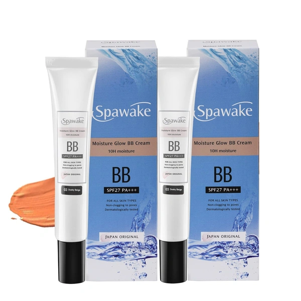 Spawake Moisture Glow BB Cream 03 Dusky Beige Pack of 2x15g | SPF27/Pa+++ | Non Clogging to Pores | Dermatologist Tested | Radiant Finish | Sun Protection | For All Skin Types