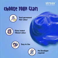 Streax Hold & Play Funky Colours - Wonder Blue | Vibrant Semi-Permanent Hair Color for Women 100gm