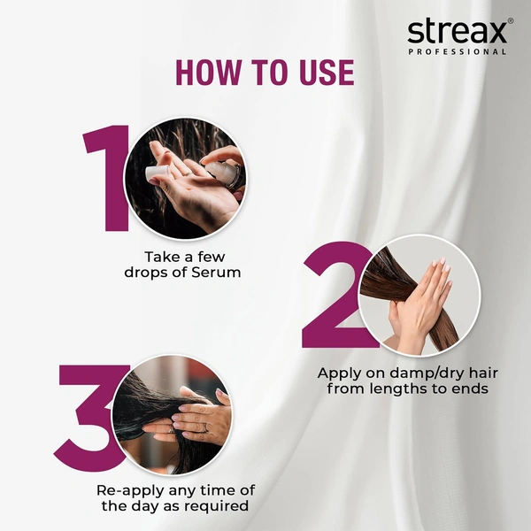 Streax Professional Canvoline Hair Serum | Lightweight Shine & Frizz Control for Treated Hair | For Straight & Silky hair | Paraben & Silicon free | Split-End Protection | 100ml